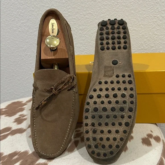 Brown Suede Loafers with Lace Detail - Picture 7 of 12